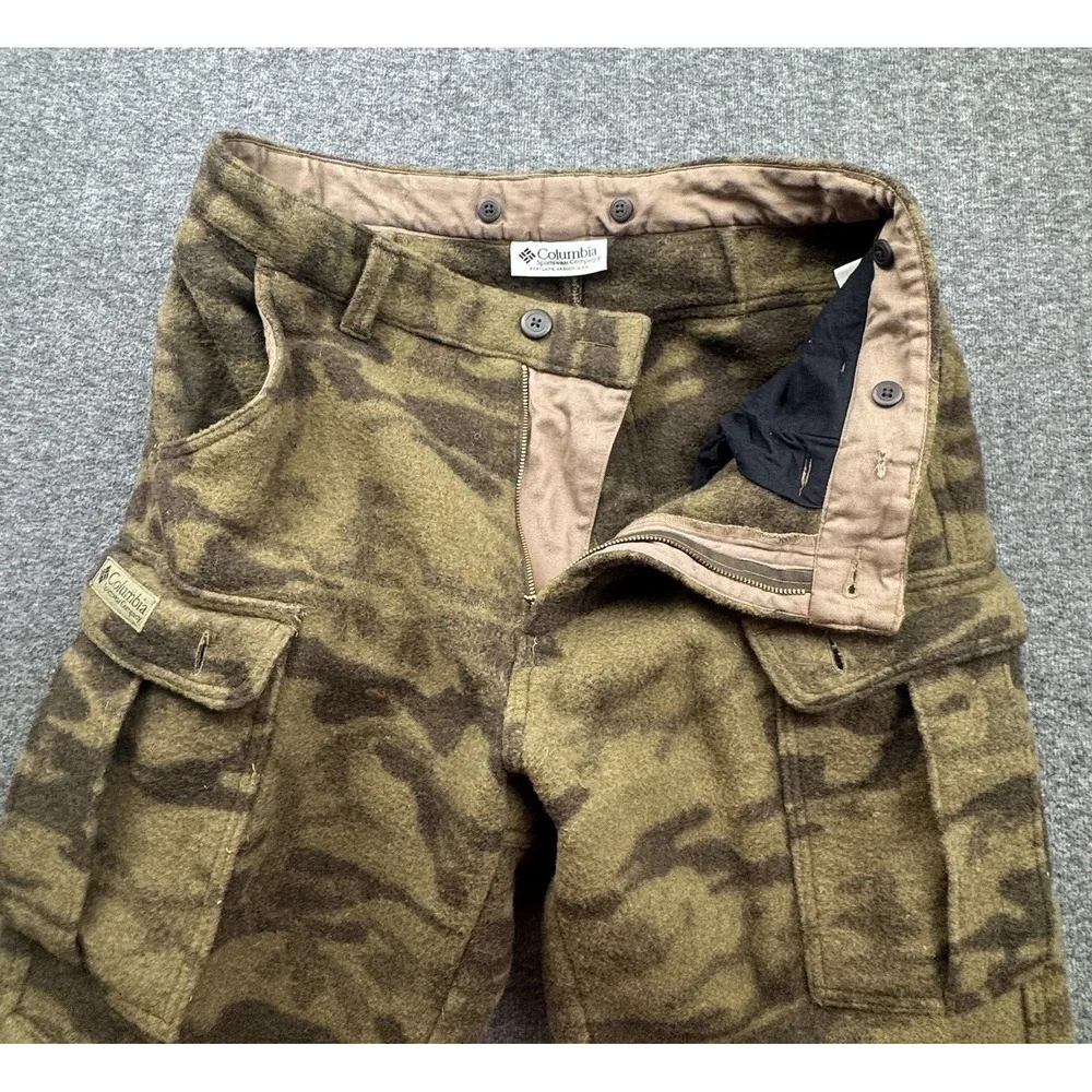 Columbia Cargo Pants Camo Wool Blend‎ Gallatin Range Sz 34x36 Hunting Vtg HM8040